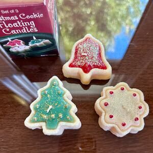 Vintage Giftco Christmas Cookie Floating Candles Set of 3 New in Box